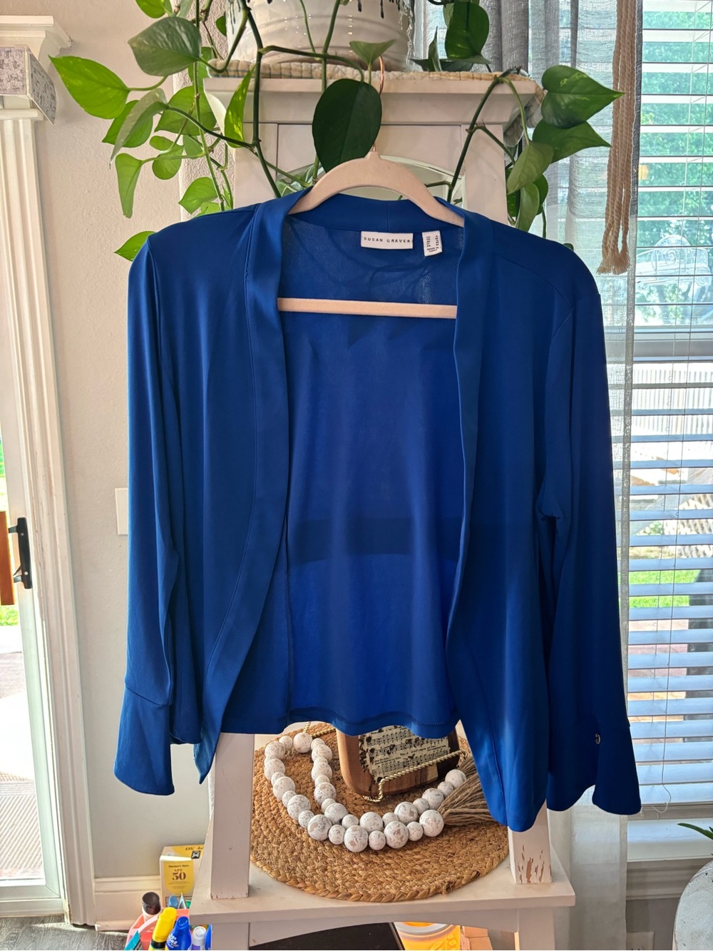 Susan Graver Cobalt Blue Open-Front Lightweight Cardigan